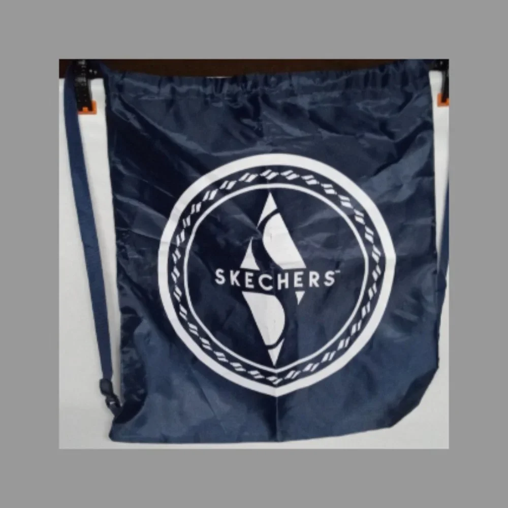 Skechers Navy Blue Nylon Drawstring Backpack Cinch Bag